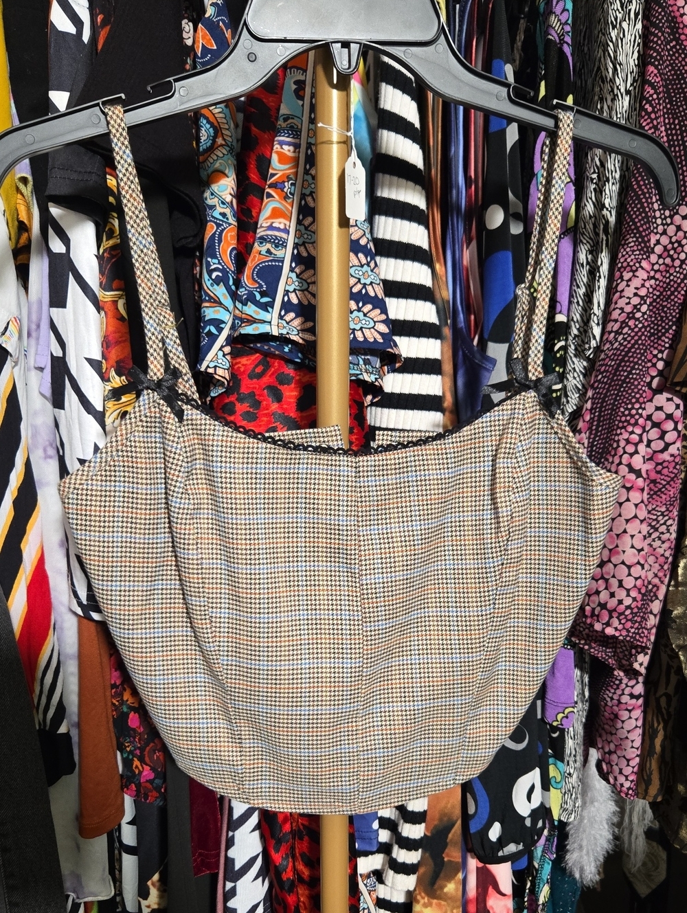 Plaid Shoulder Bag in Cream & Brown - Classic Check Tote